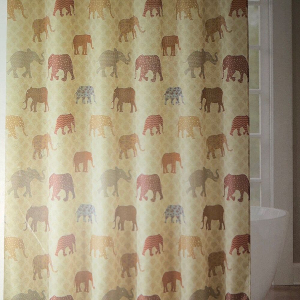 Interiors by Design Fabric Elephant Print Shower Curtain 70x70 Modern